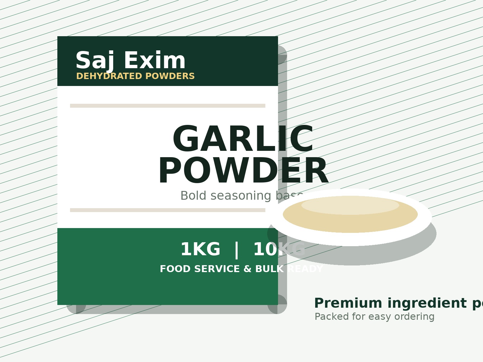 Garlic Powder Saj Exim branded pack mockup